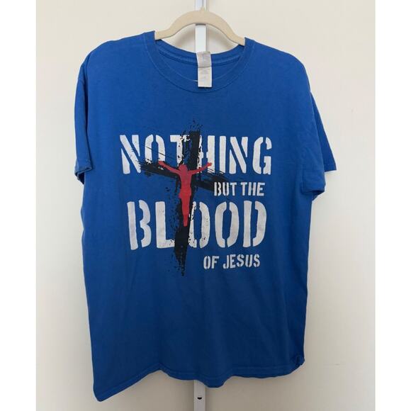 Vintage Jesus T-Shirt Nothing But the Blood of Jesus Mens Size L Christian Y2K - Picture 1 of 4